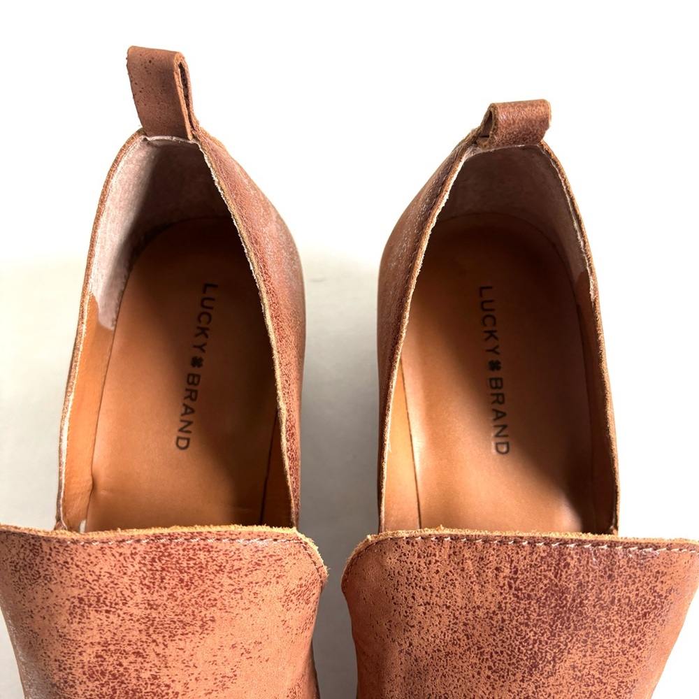 Lucky Brand Mahzan Loafer Slip On Leather Booties Toffee Color Brown Size 9 - Picture 6 of 17